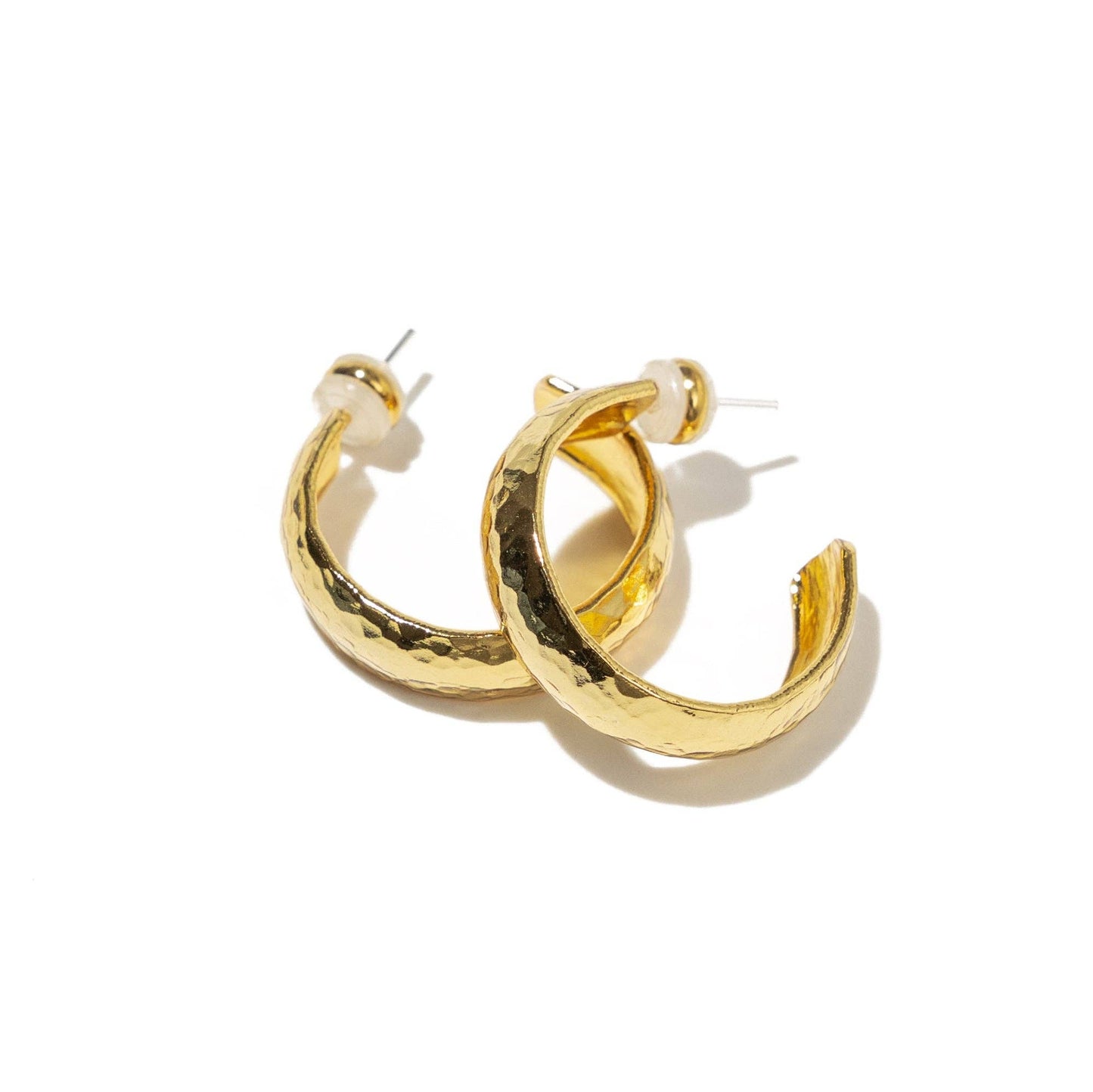 Brenda Grands Gold Hammered Thick Hoops