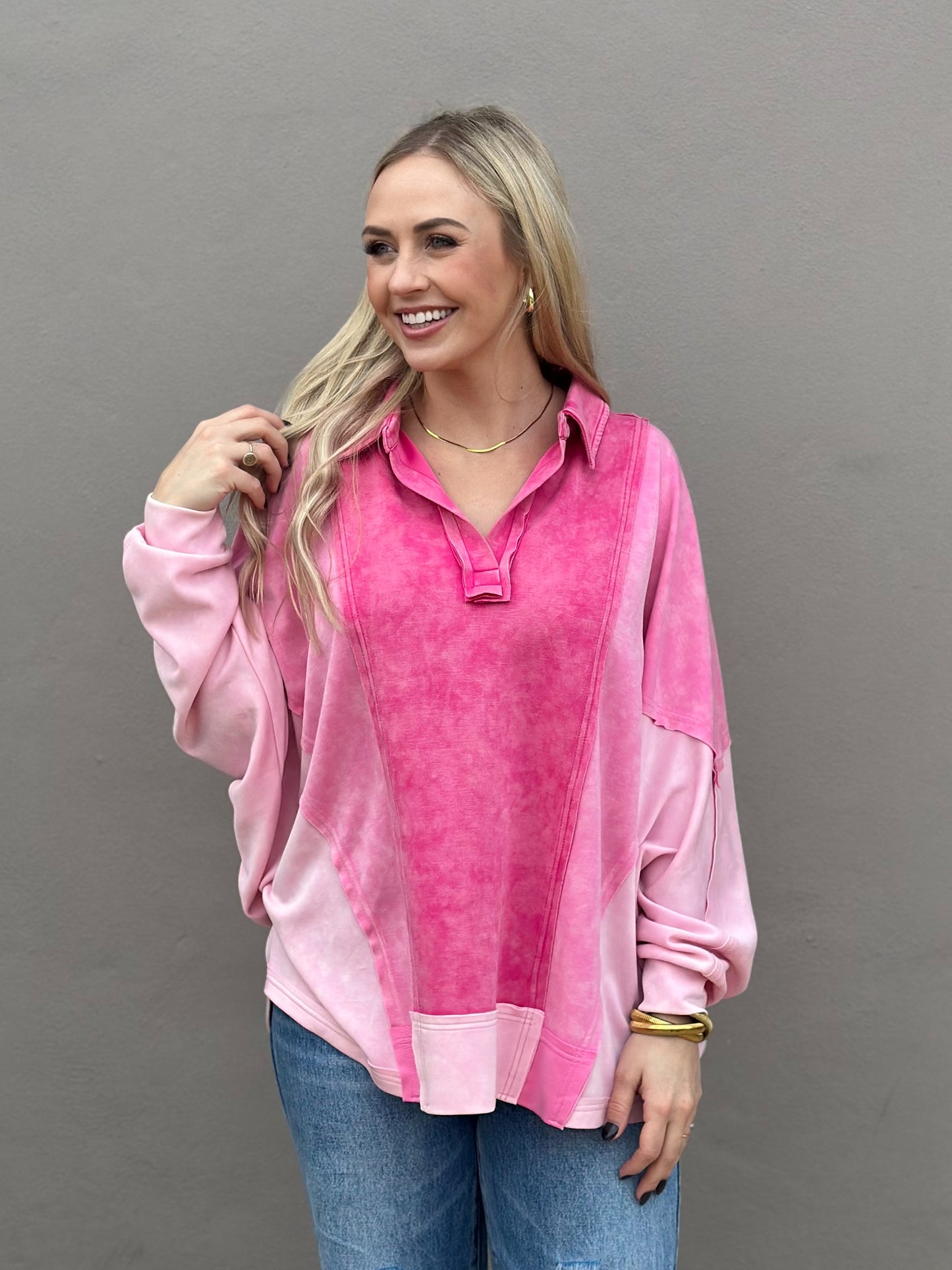 NEW! Pink Is The Vibe Colorblock Top