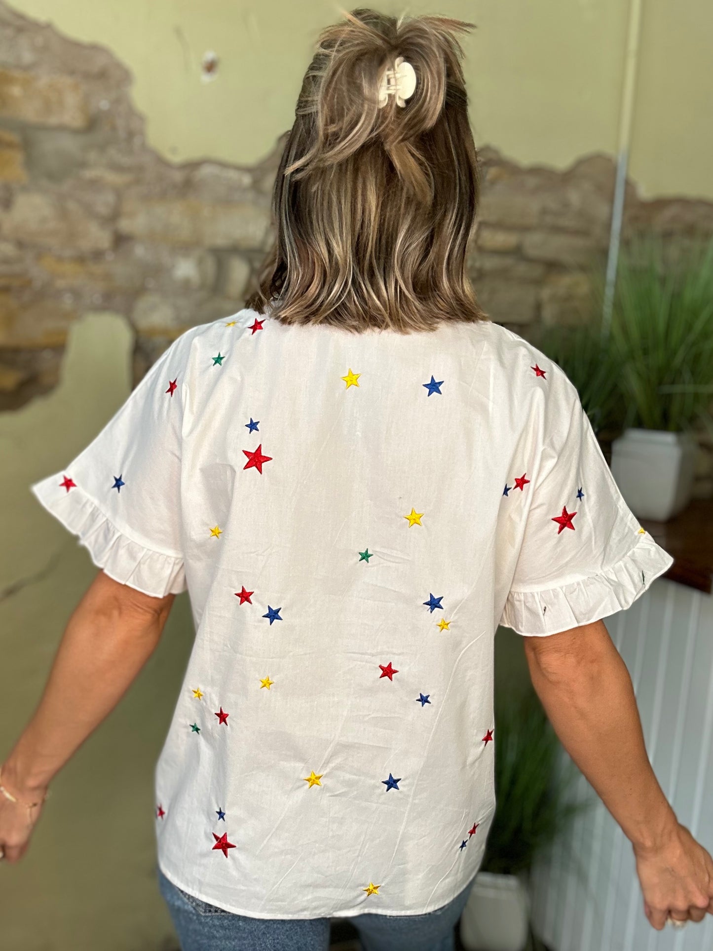 Reach for the American Stars Embroidered Ruffle