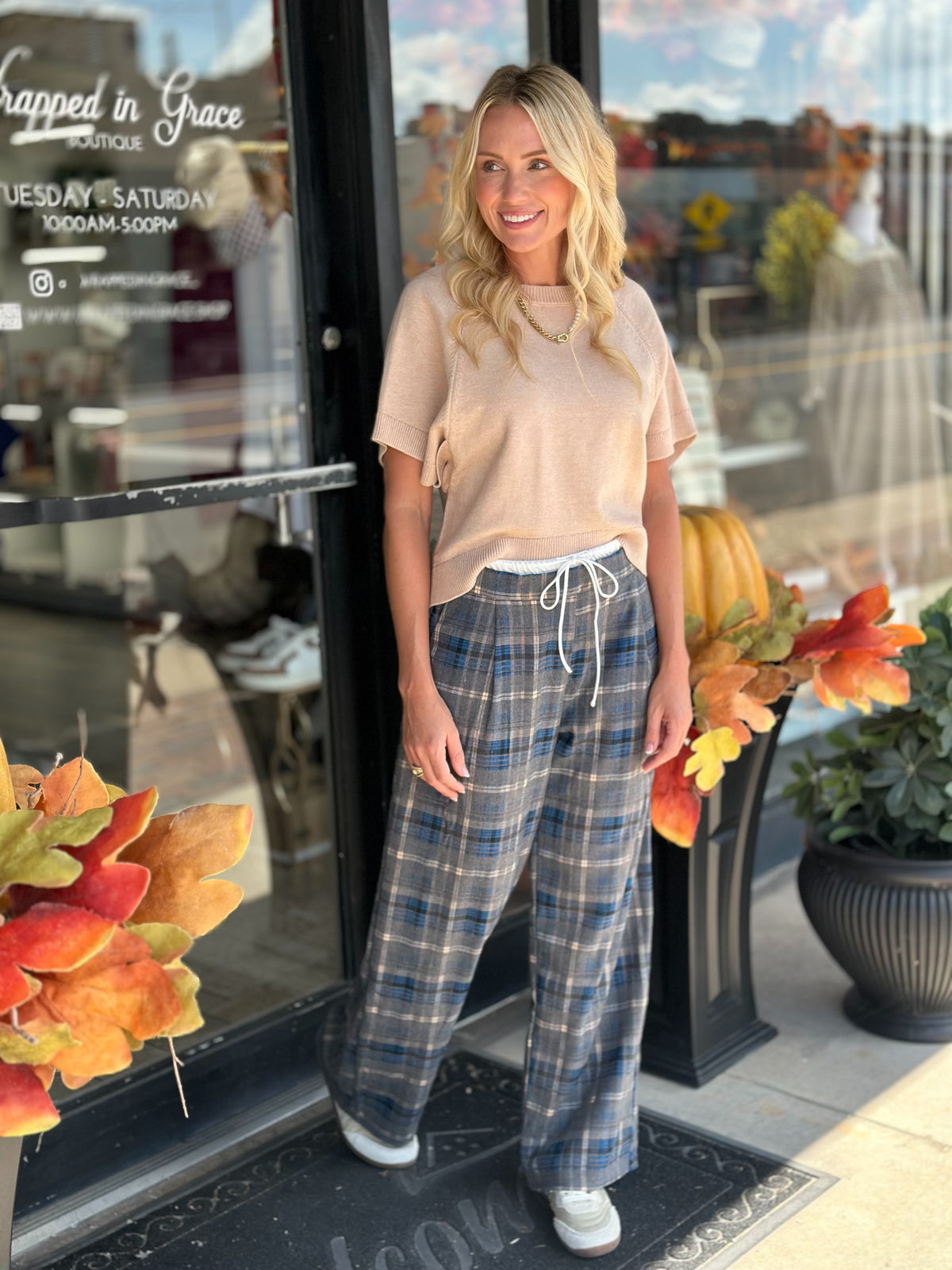 Calm Energy Plaid Drawstring Pants