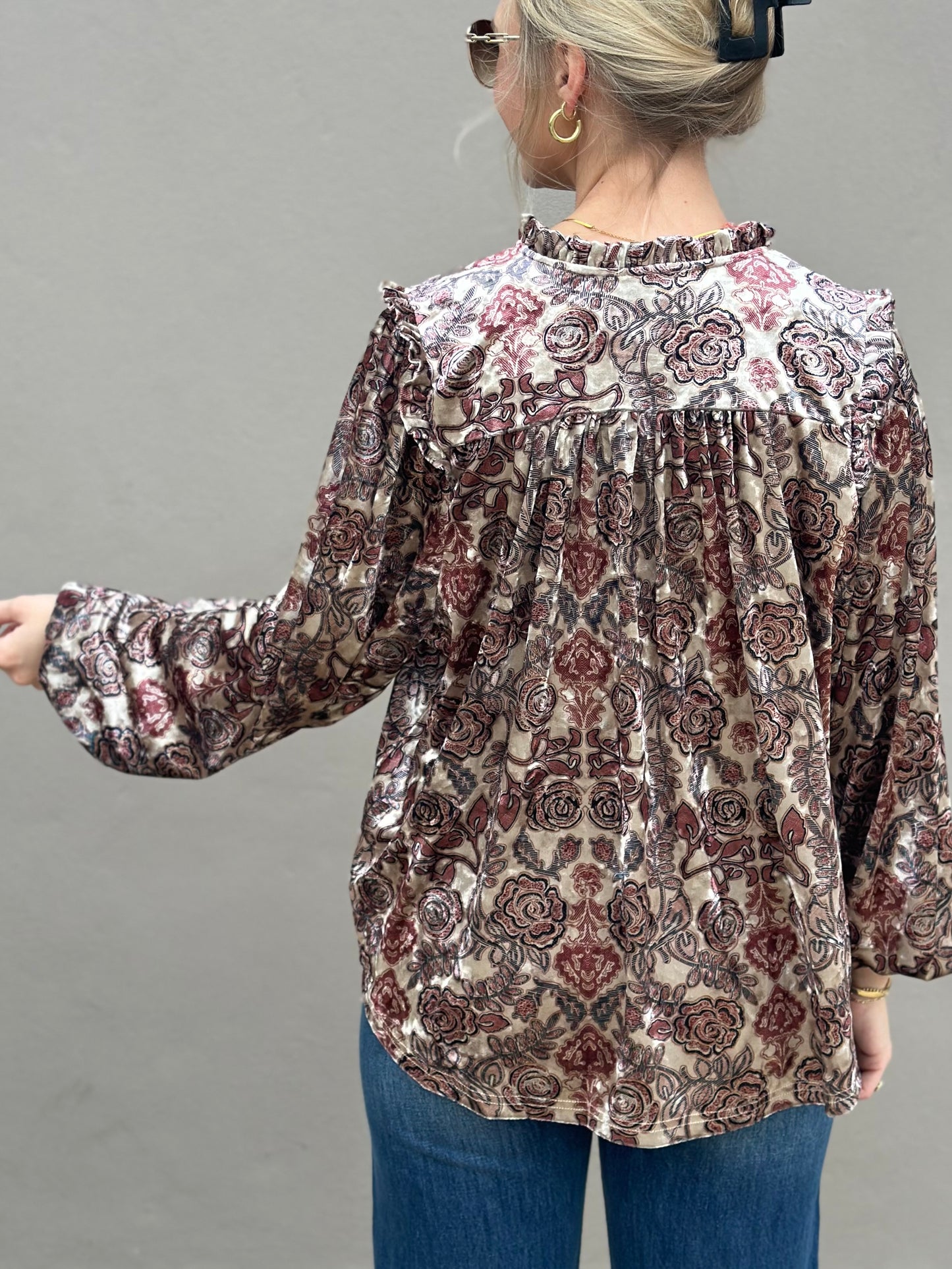 NEW! Delightful Days Floral Velvet Top