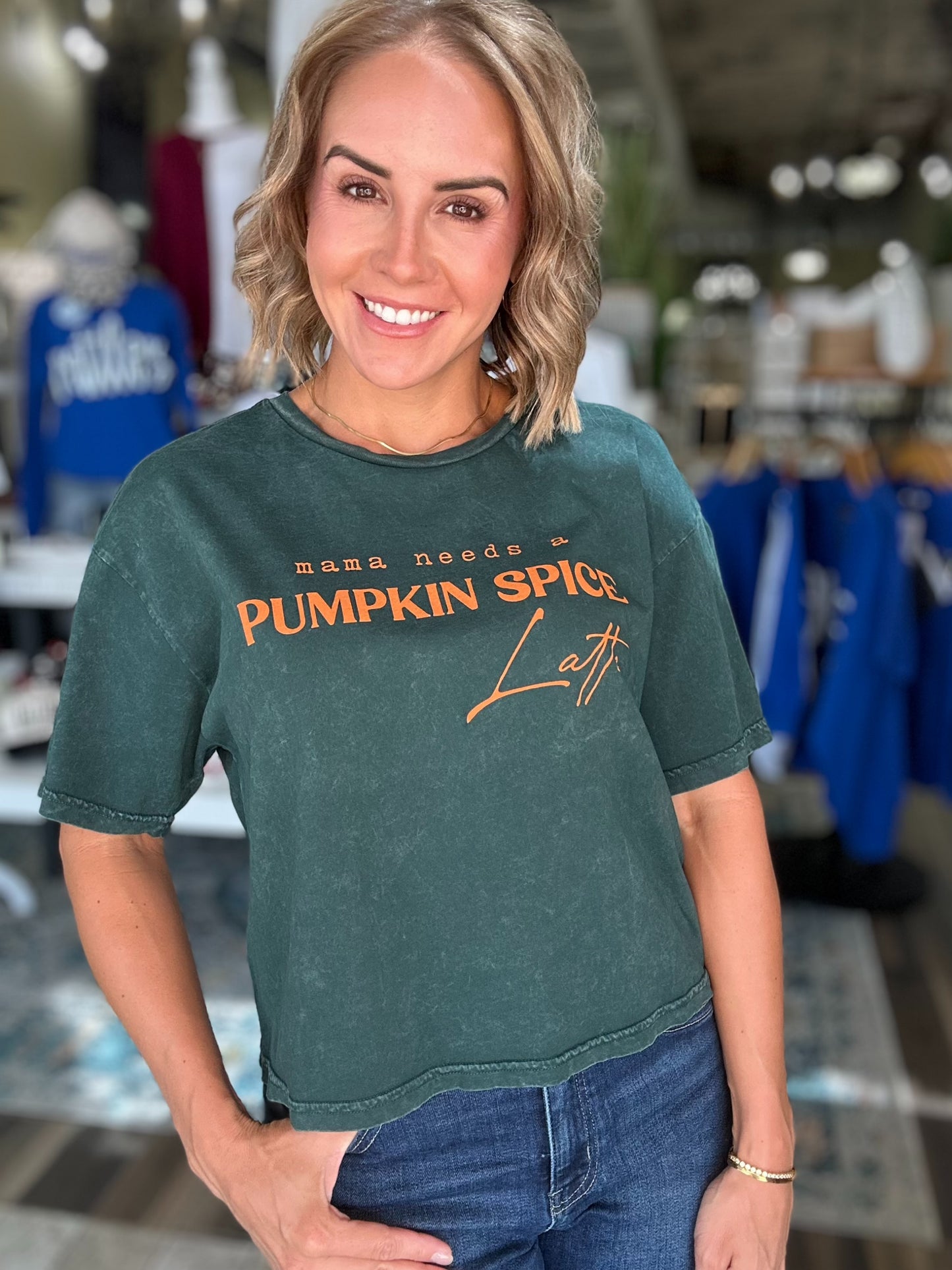 Mama Needs a Pumpkin Spice Latte Cropped Tee