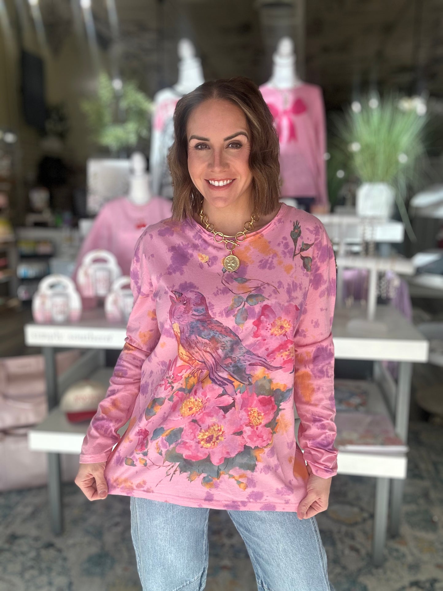 Floral Robin Top in Pink