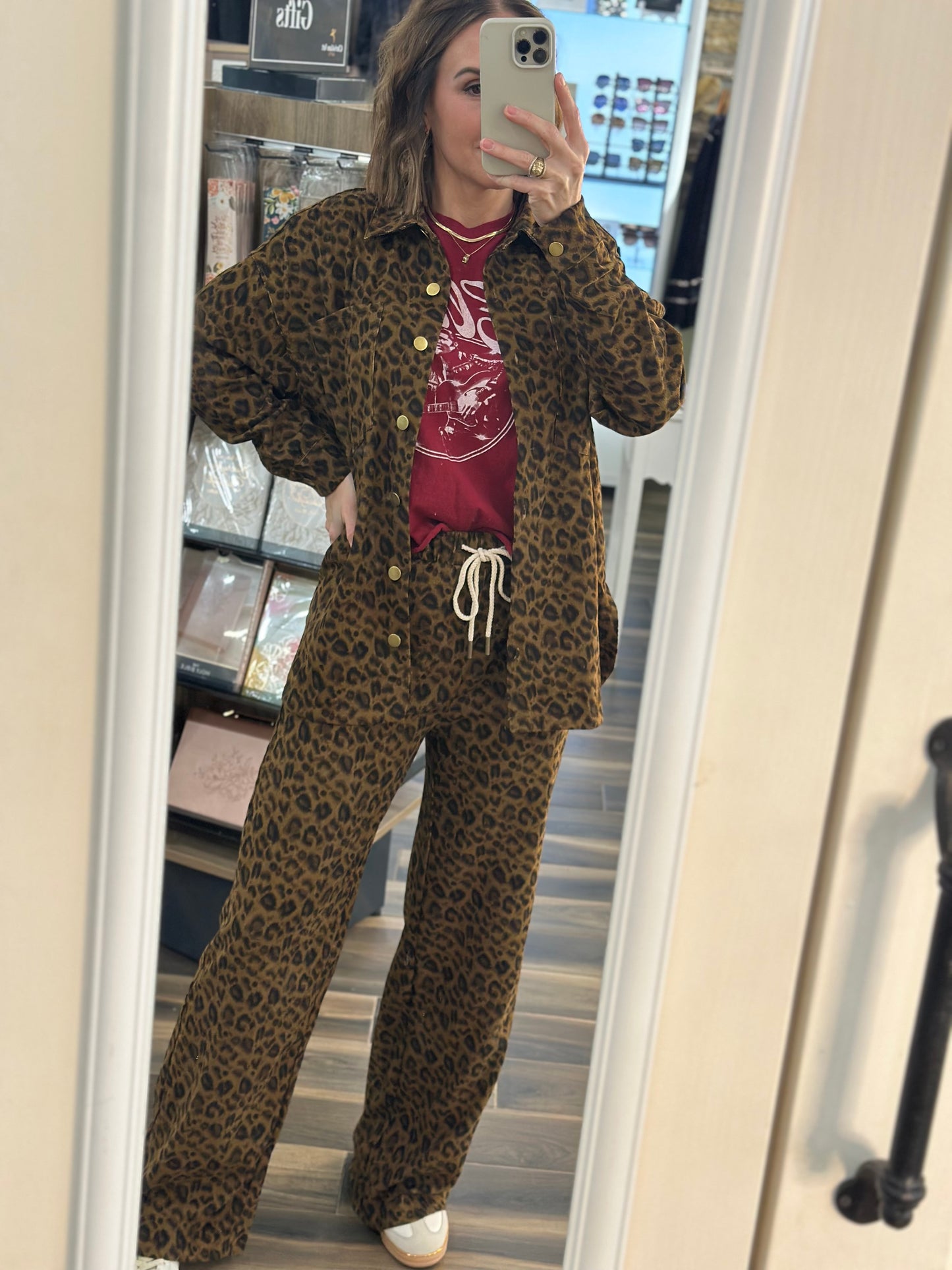 Casual Outing Leopard Pant Set