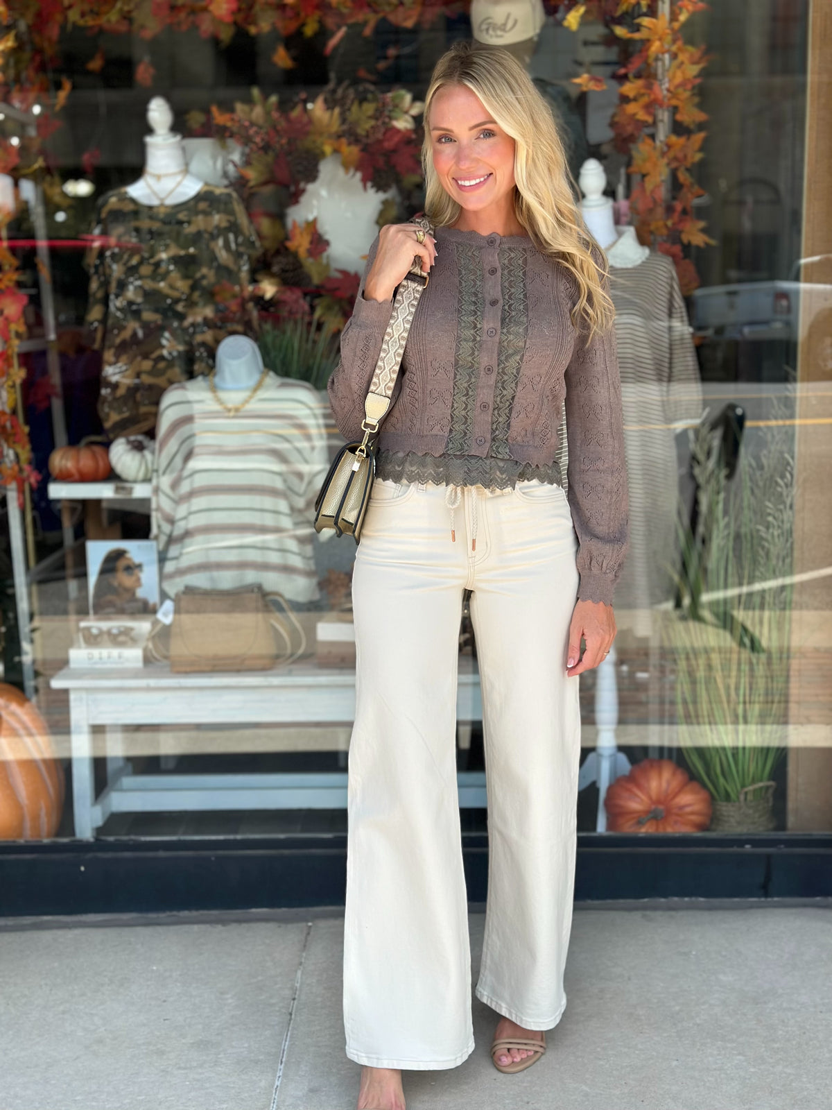 Sweetly Stitched Sweater Top in Mocha