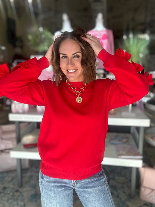 Bows Aren't Basic Sweater in Red