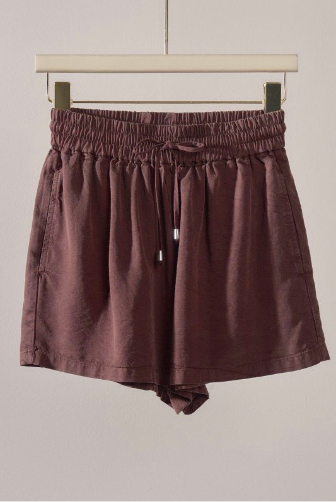 Sun Washed Chambray Shorts in Brown
