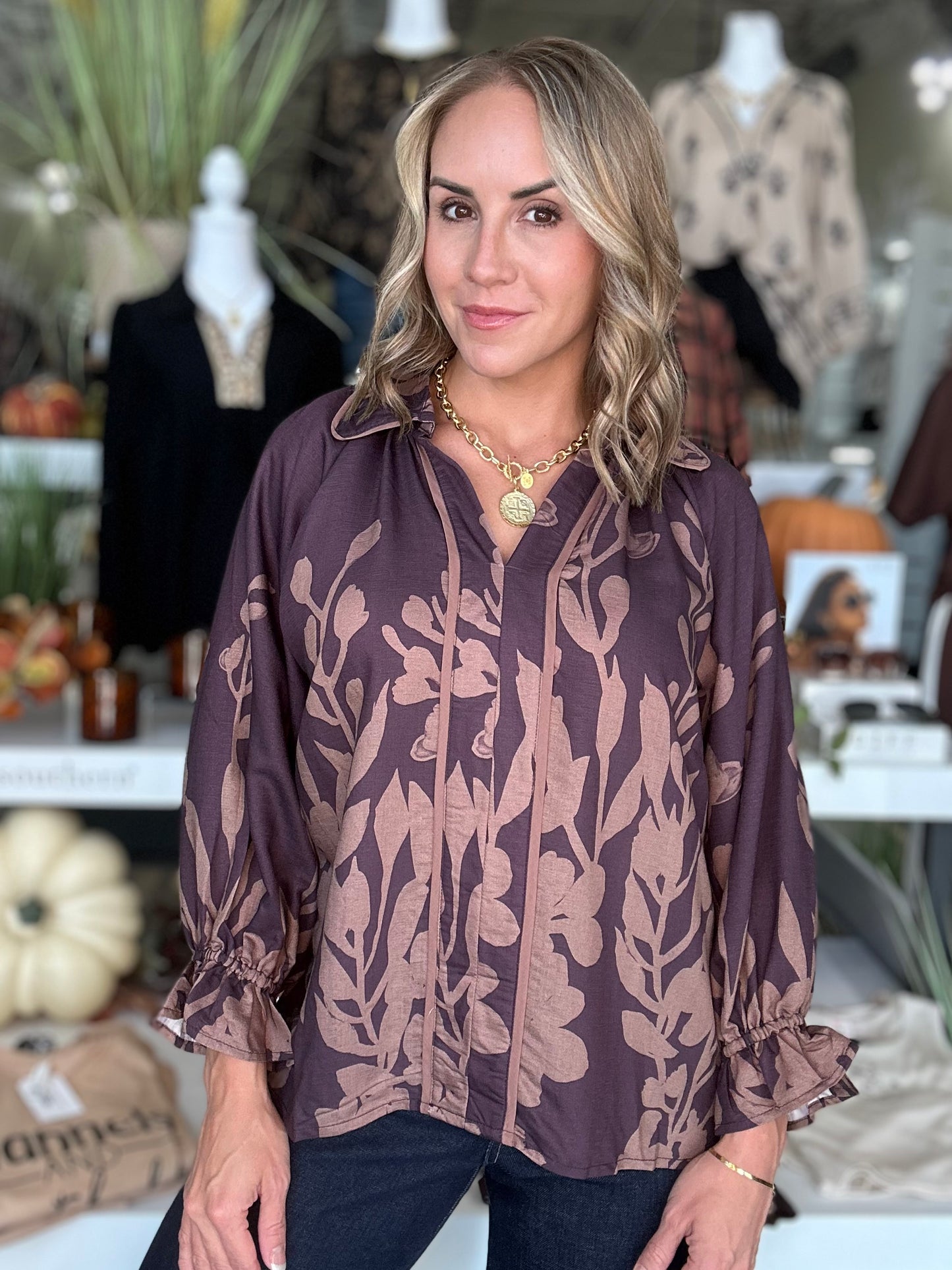 NEW! Simply Charming Top in Deep Maroon