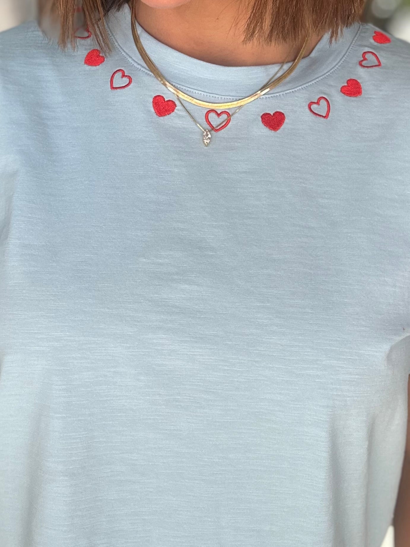 Candy Hearts Top in Sky Blue