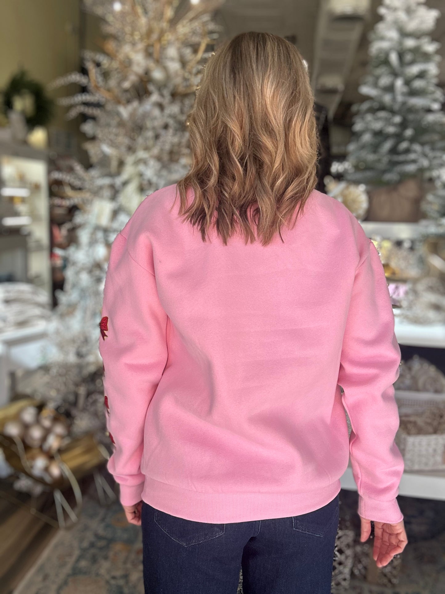 NEW! Merry Christmas Bow Sweatshirt in Pink