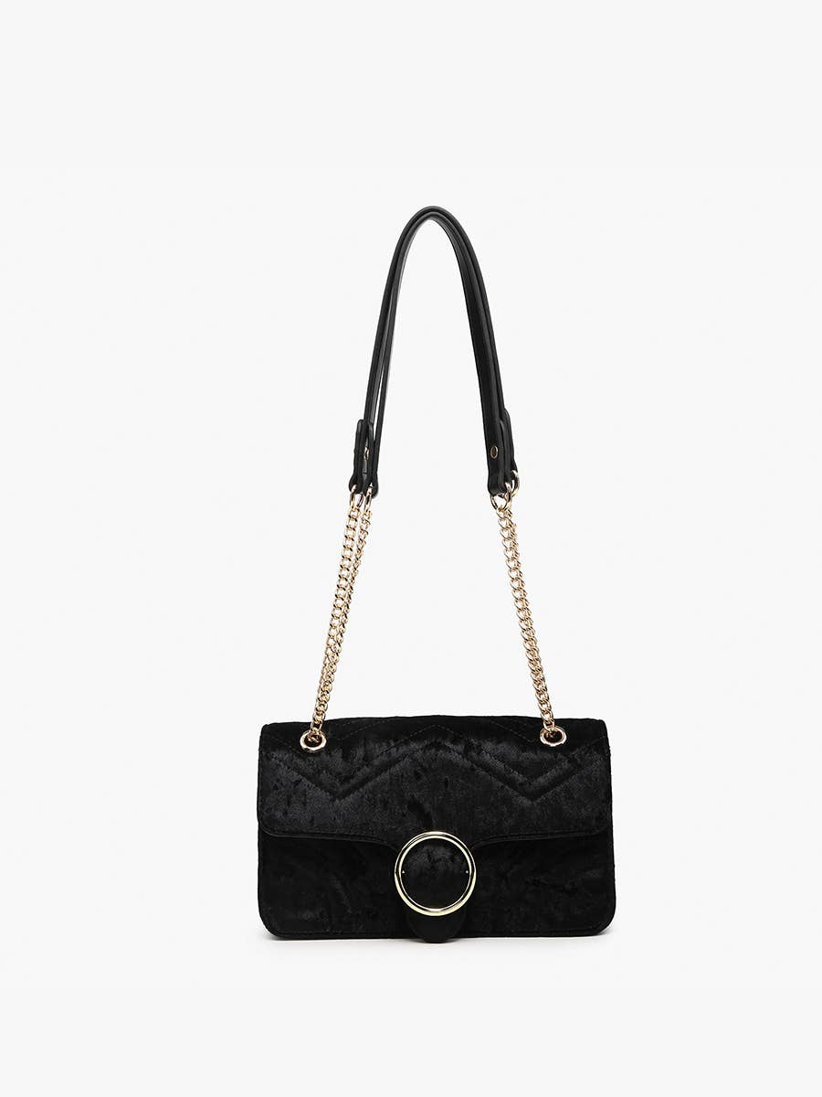 Edinburgh Soft Textured Crossbody Purse in Black