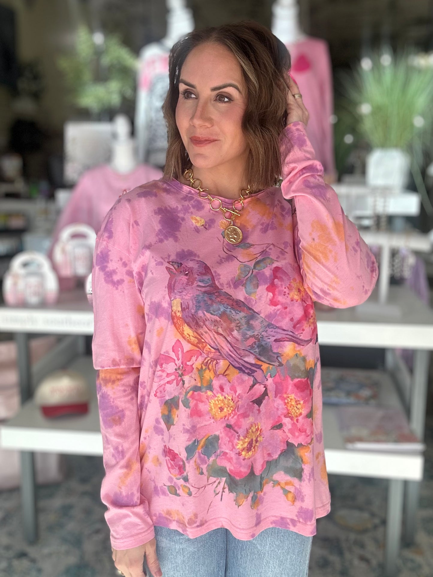 Floral Robin Top in Pink