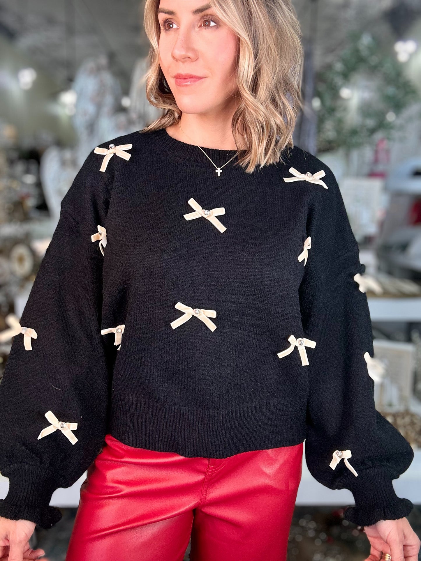 NEW! Black and Bows Sweater Top