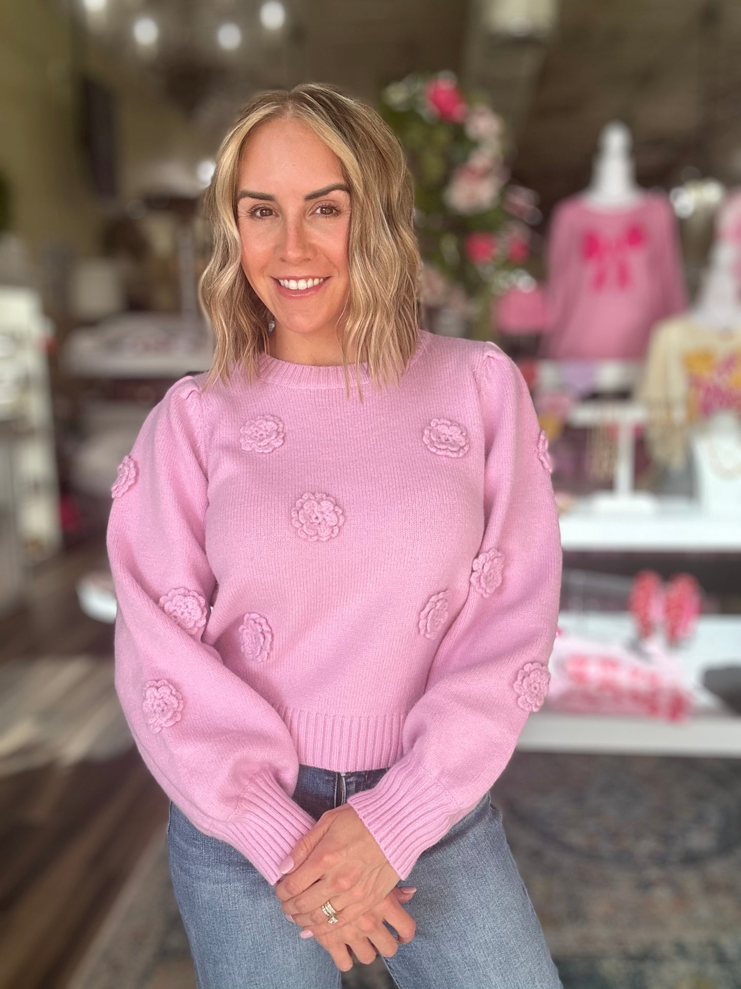 NEW! Pink Blossom Sweater