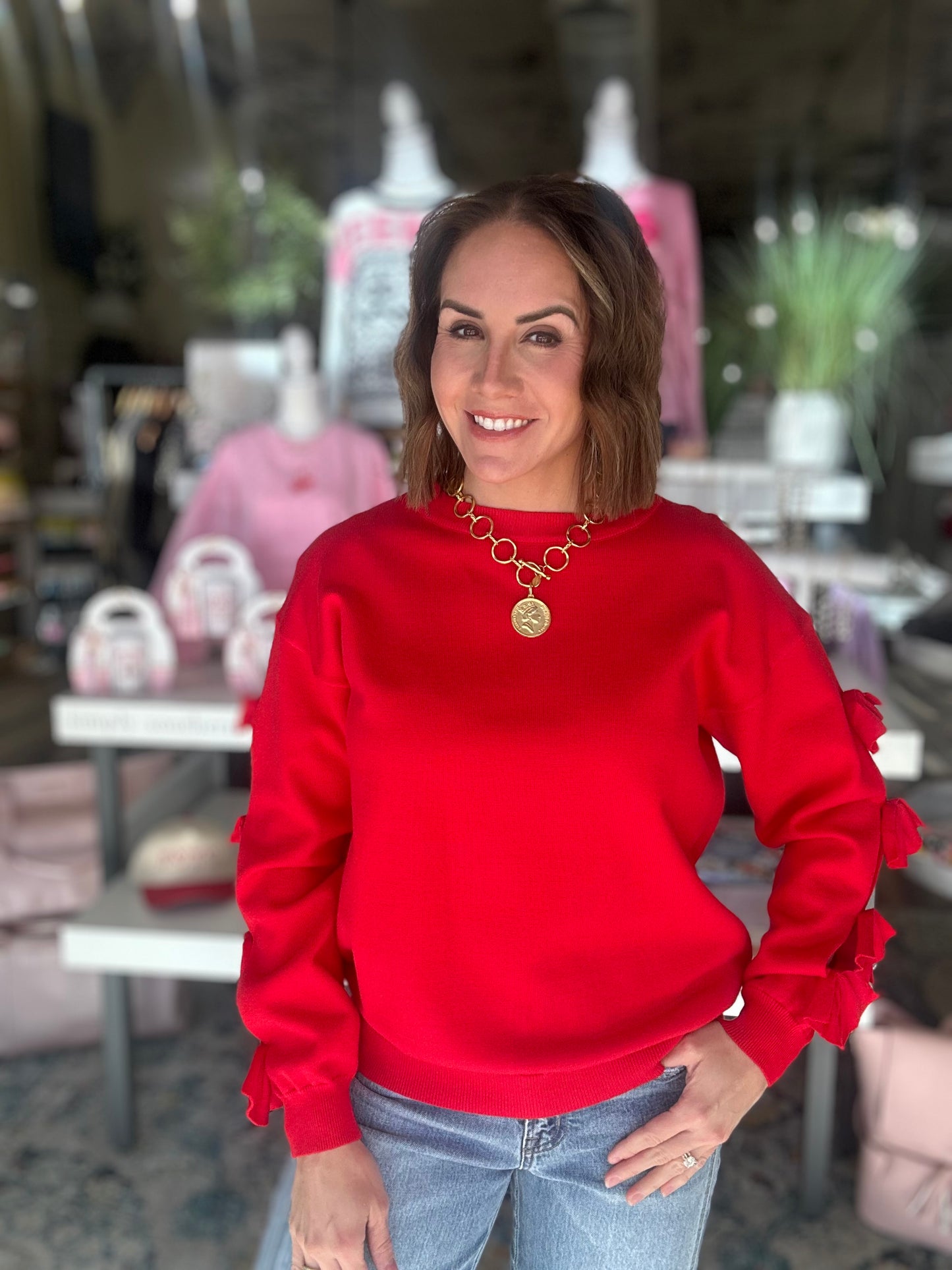 Bows Aren't Basic Sweater in Red