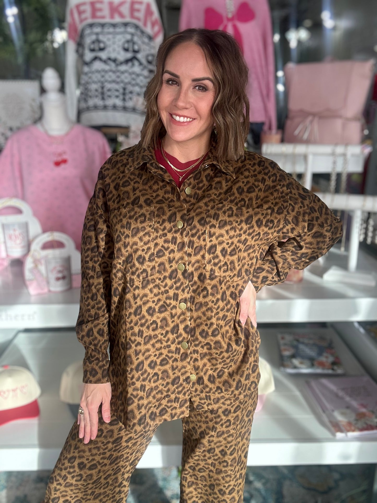 Casual Outing Leopard Pant Set