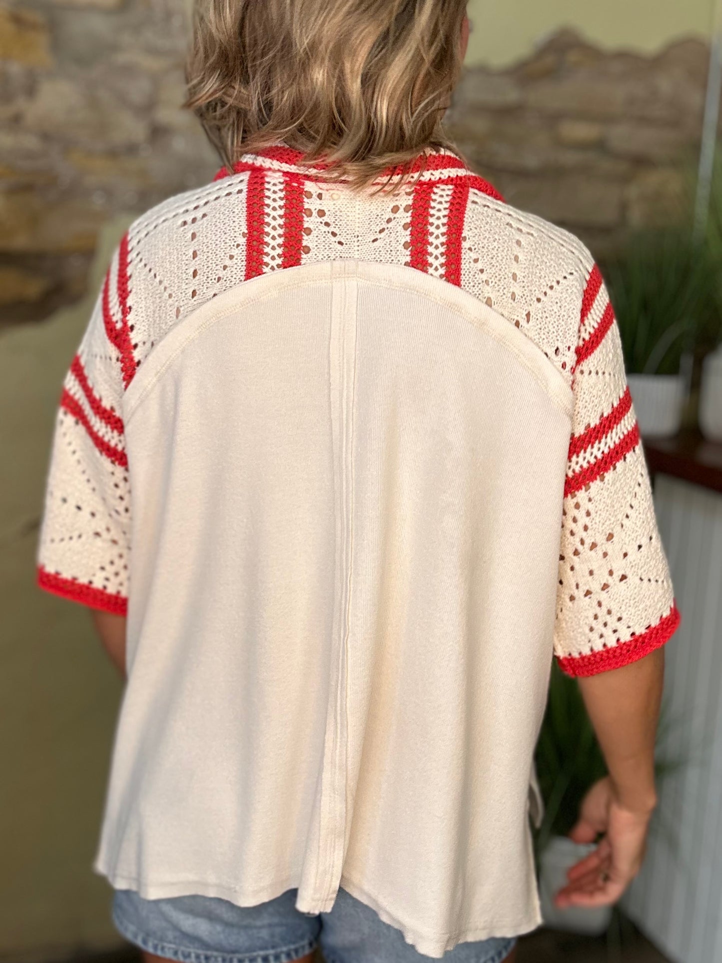 Lost In The Current top in cream/red