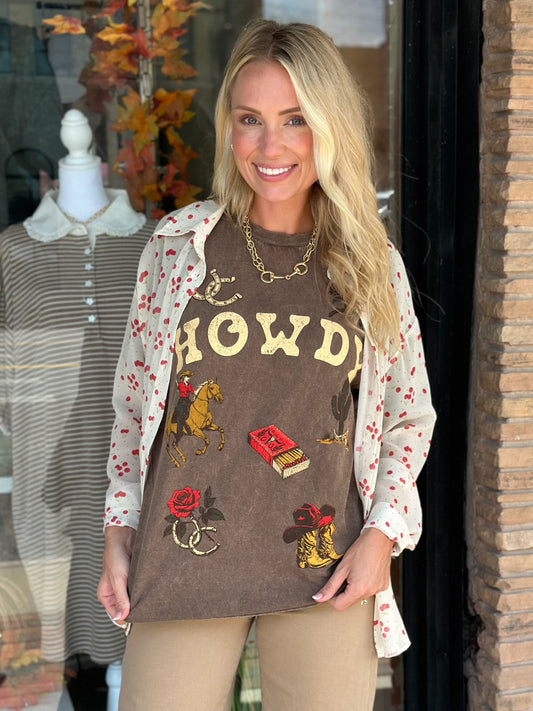 Vintage Howdy Tee in Washed Mocha