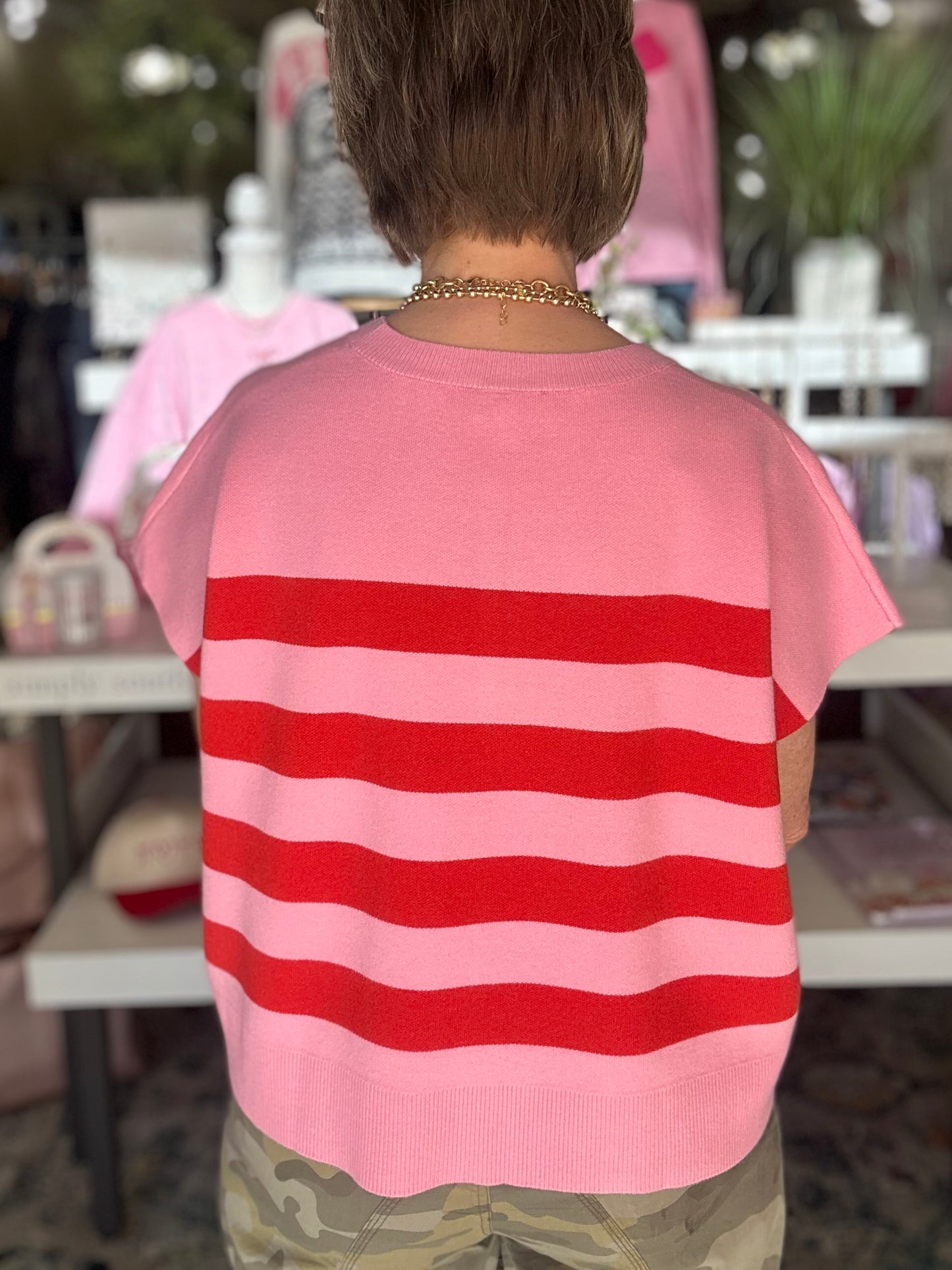 Sweetheart Striped Sweater Top