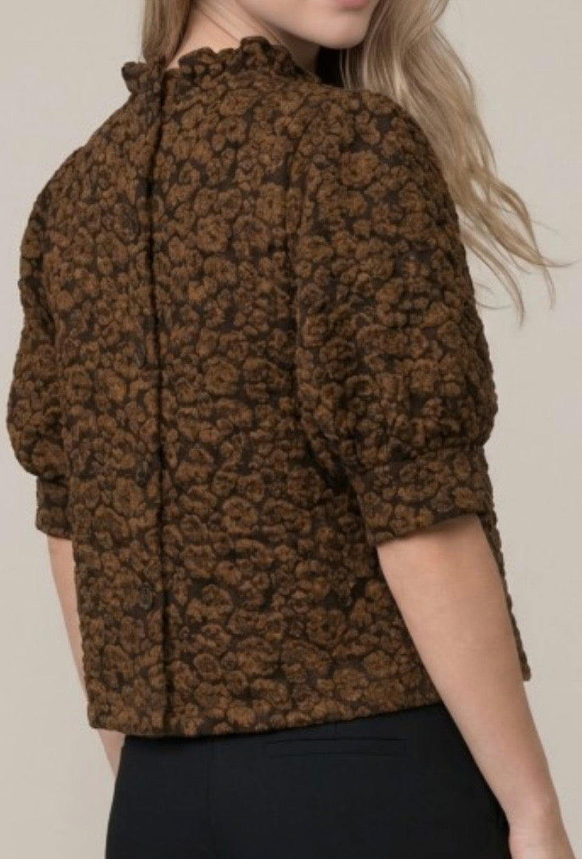 Leopard Textured Top in Brown