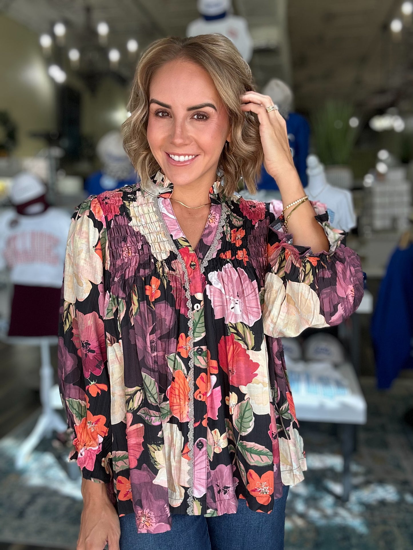 Falling For Floral Mixed Top