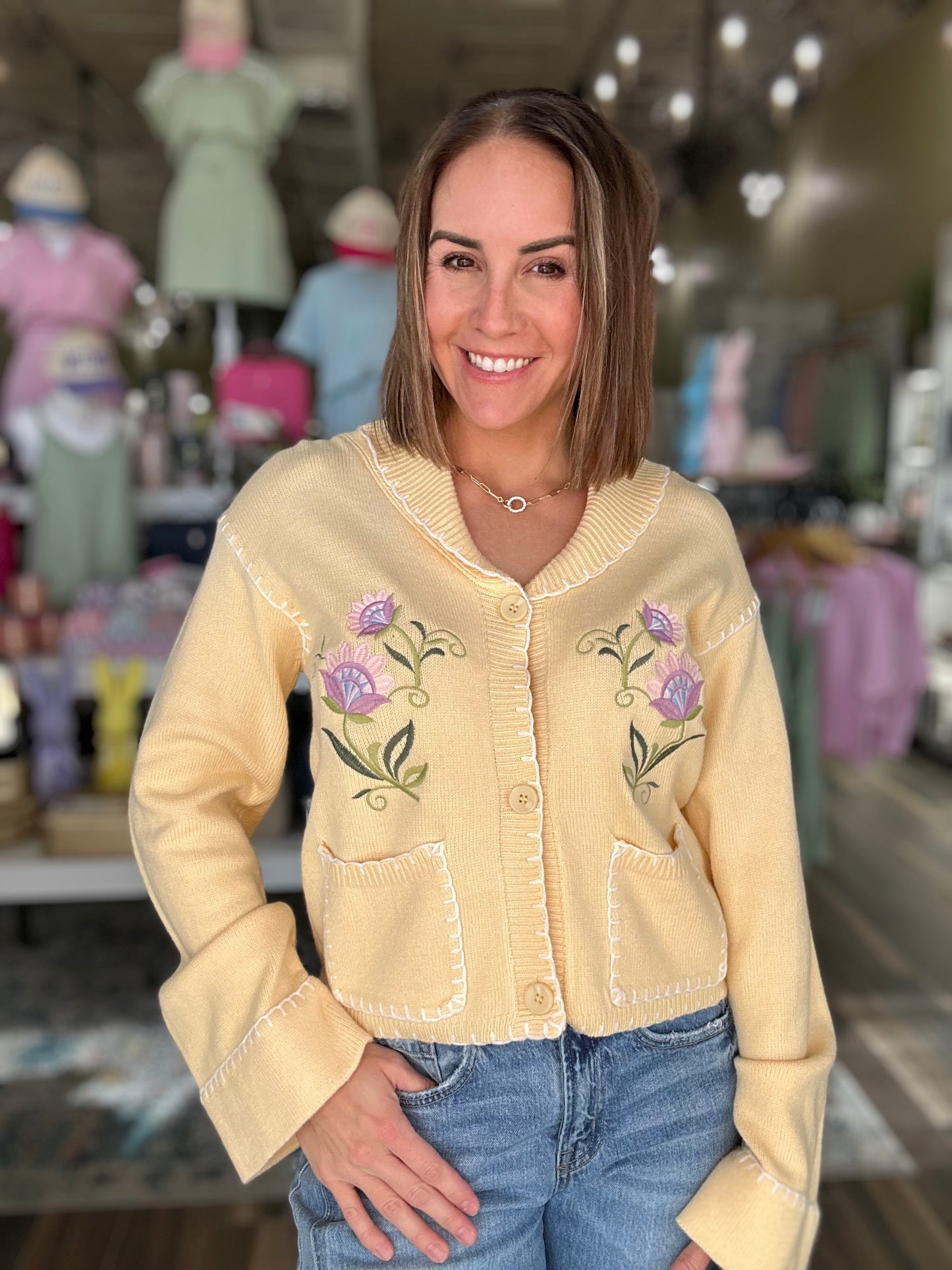 Meadow Bloom Sweater in Yellow
