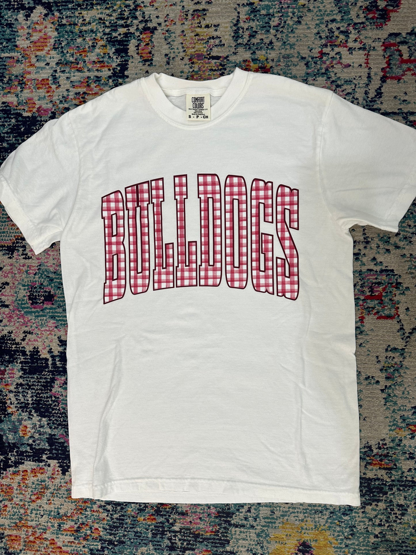 Gingham BULLDOGS Tee in White