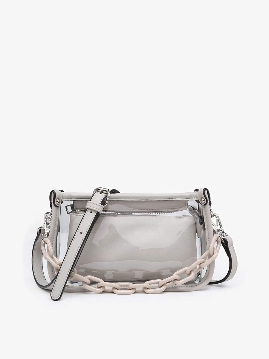 Jessica Stadium Clear Crossbody Purse in Lt. Grey