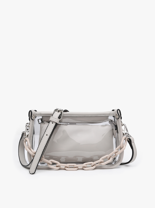Jessica Stadium Clear Crossbody Purse in Lt. Grey