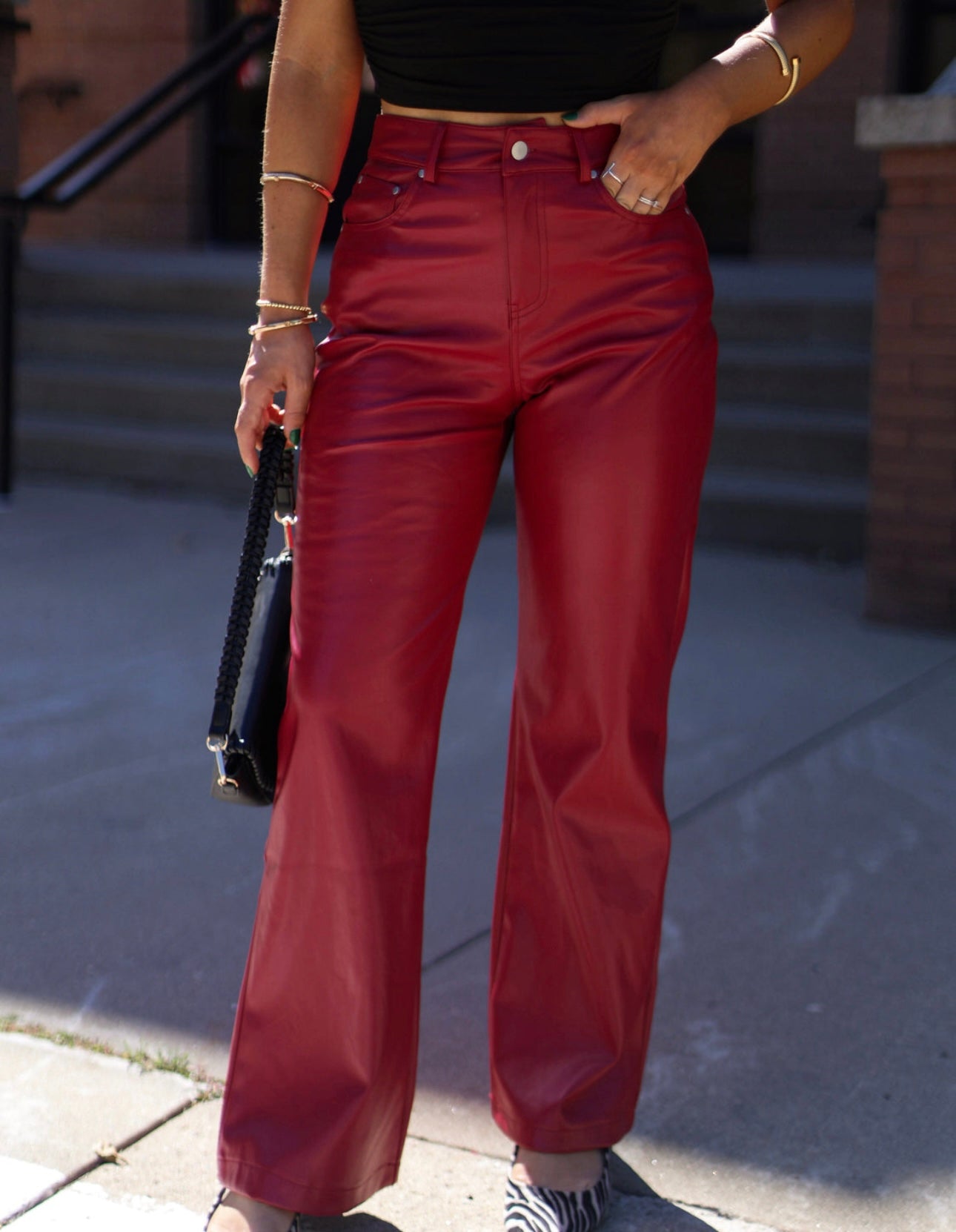 Sleigh All Day Leather Pants in red