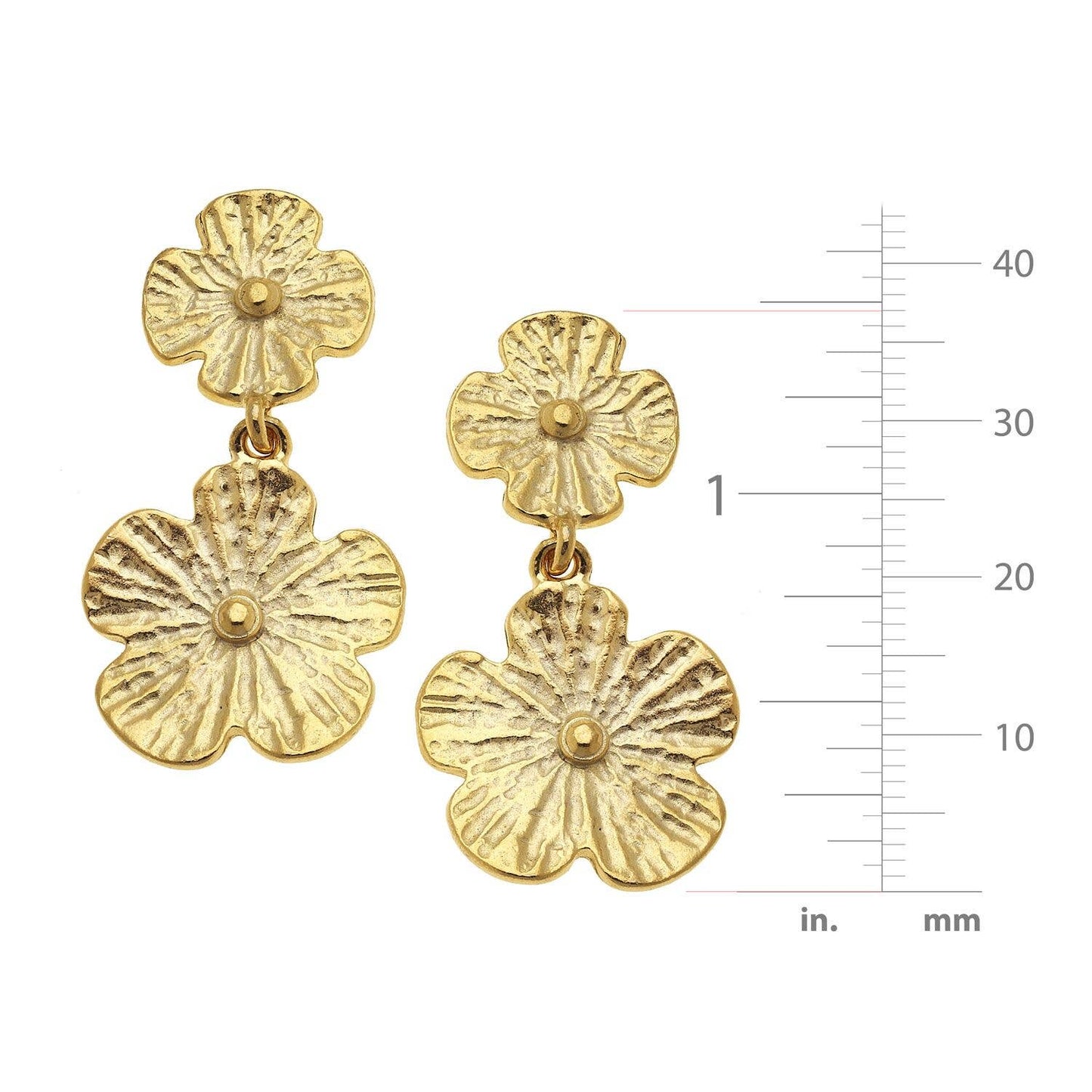Susan Shaw Gold Double Flower Earrings