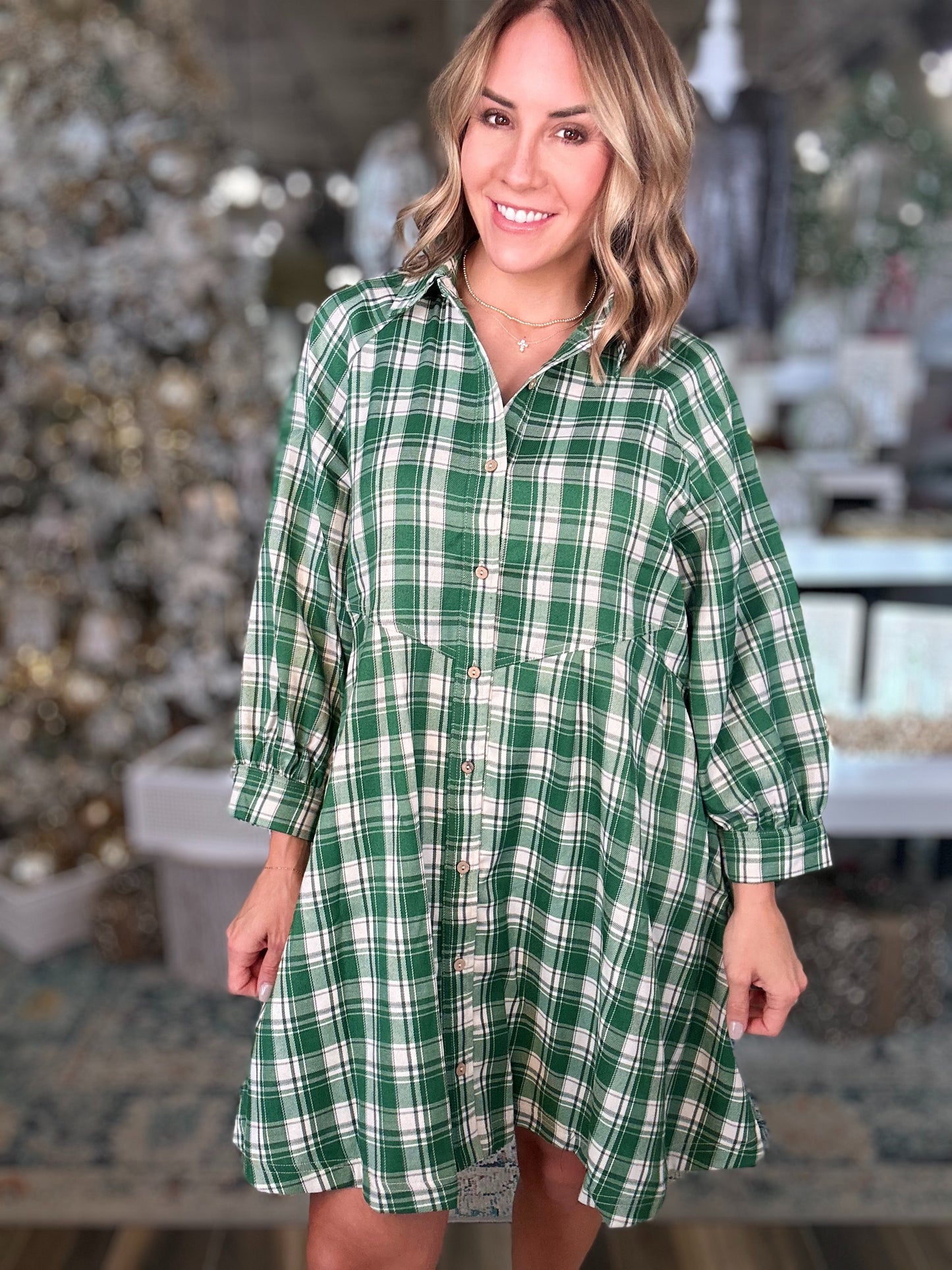 NEW! So Plaid You're Mine Dress in green