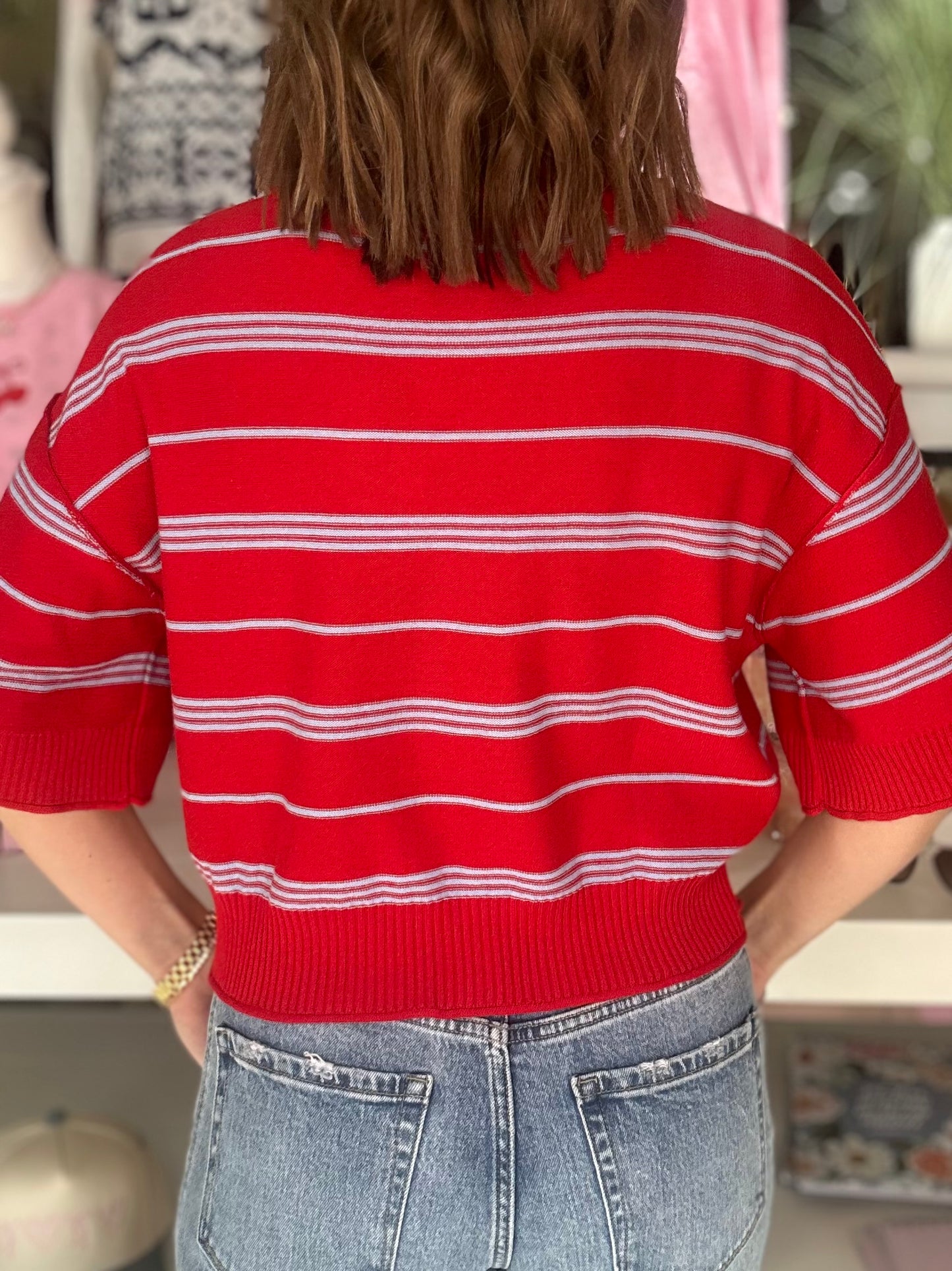Warm Embrace Striped Top in Red