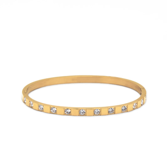Brenda Grands Waterproof Gold Structured Tennis Bangle