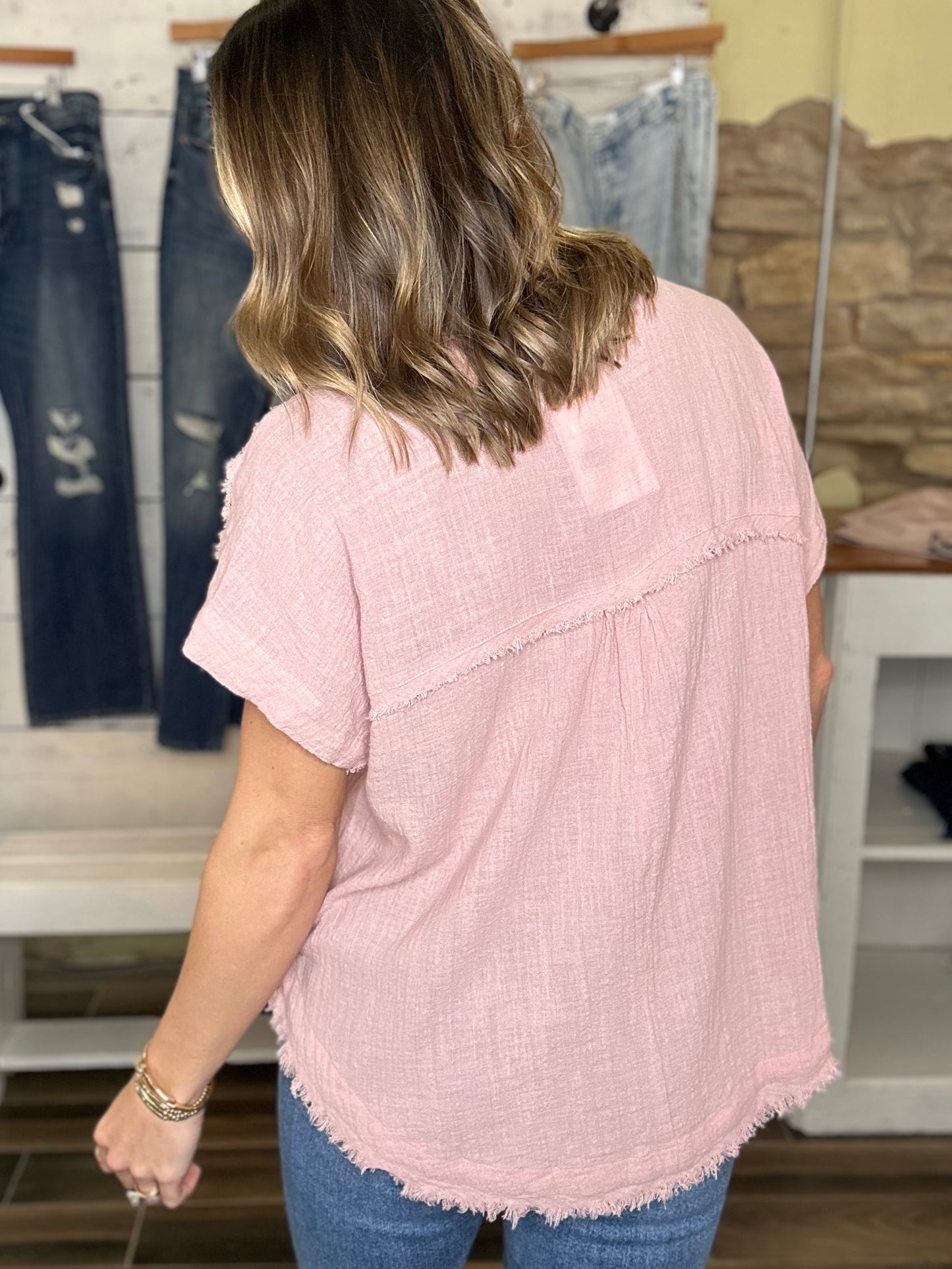 Love and Roses Popover Top in Dusty Rose
