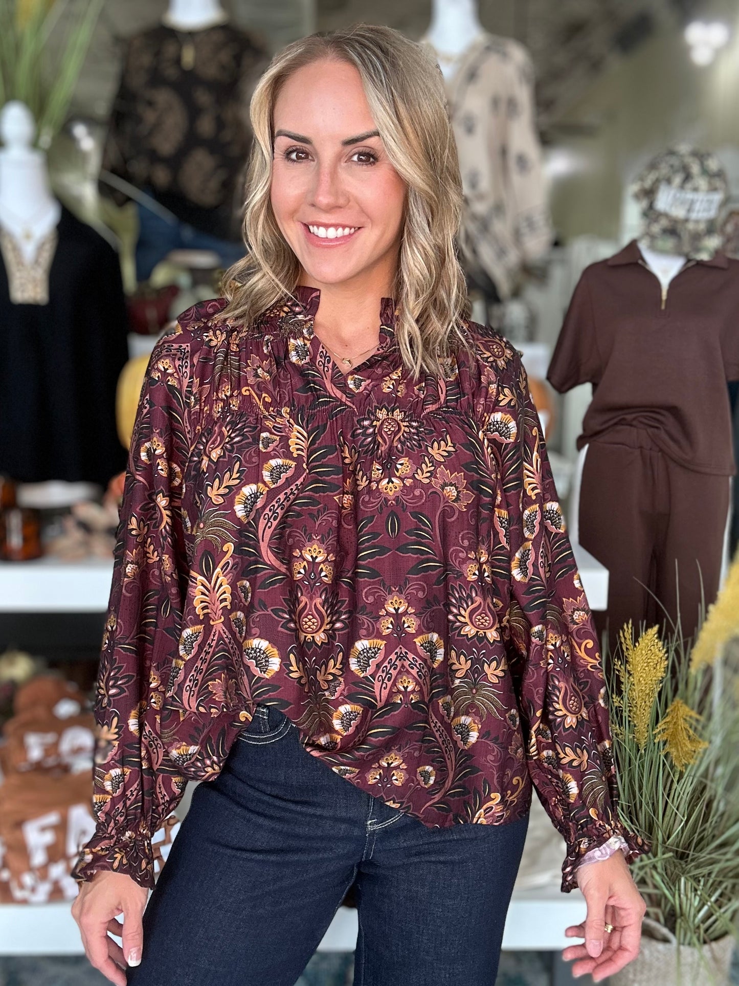NEW! A Touch Of Fall Top in Maroon
