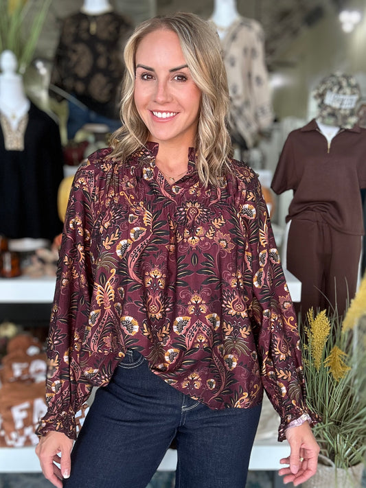 NEW! A Touch Of Fall Top in Maroon