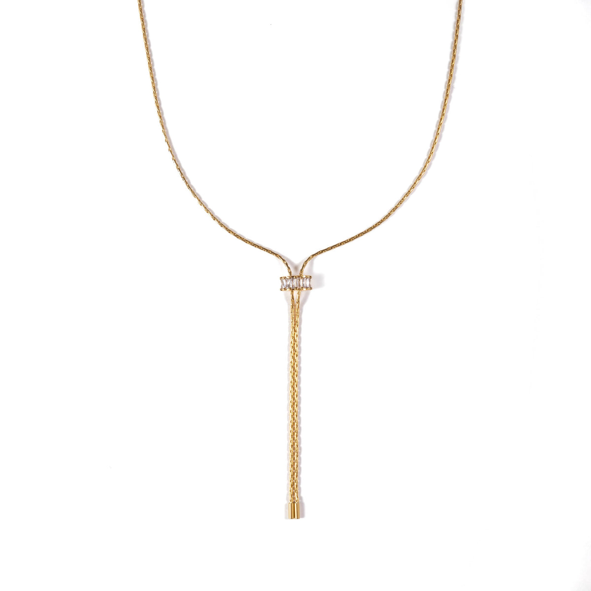 Brenda Grands Gold Baguette Lariat Necklace