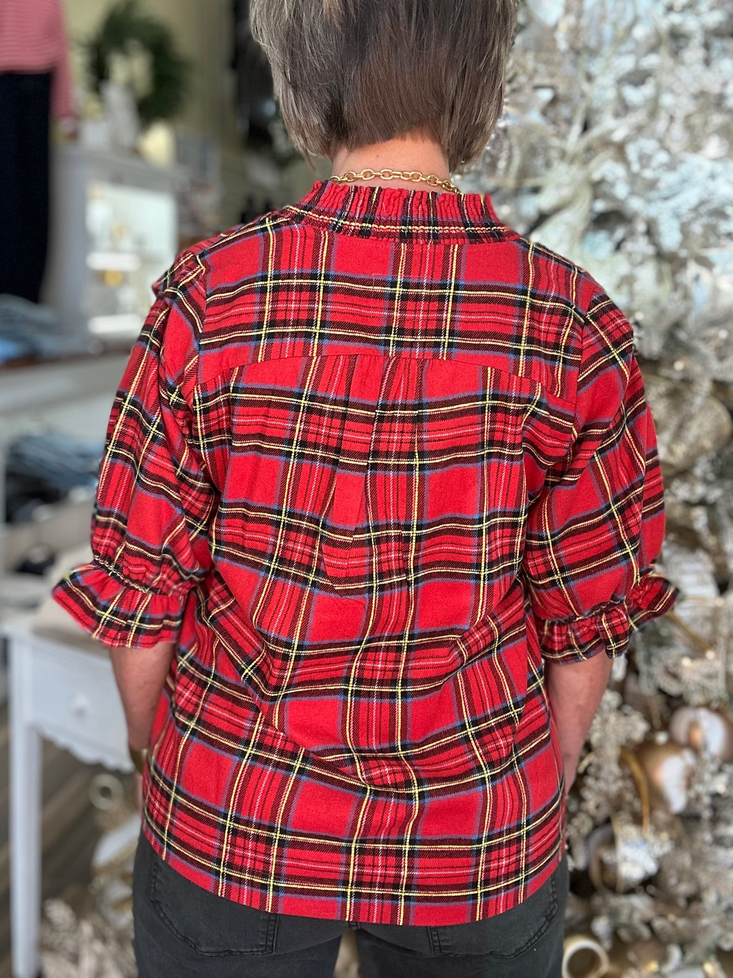 NEW! Home For The Holidays Plaid Top
