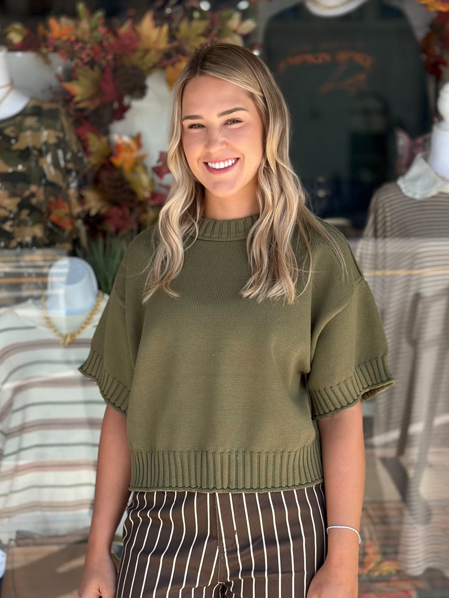 Downtown Cozy Sweater Top in Olive
