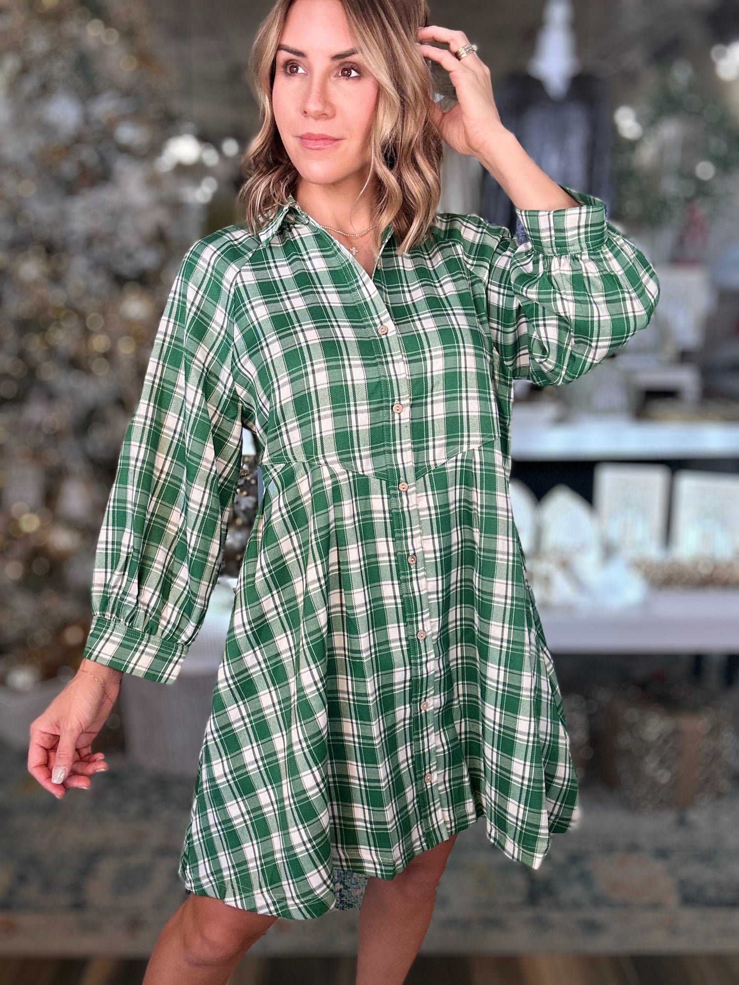 NEW! So Plaid You're Mine Dress in green