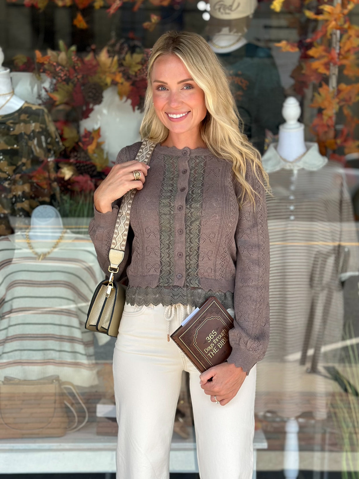 Sweetly Stitched Sweater Top in Mocha