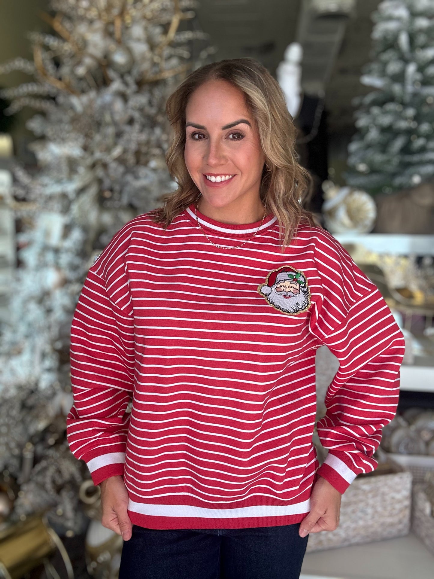 NEW! Santa Baby Varsity Striped Sweatshirt