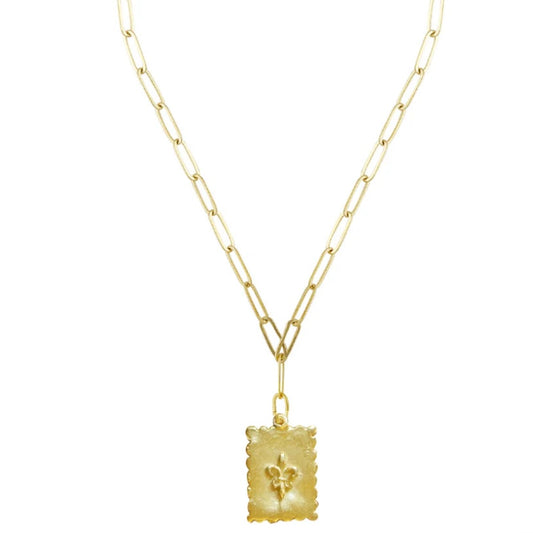 Susan Shaw Fleur De Lis Stamp Necklace