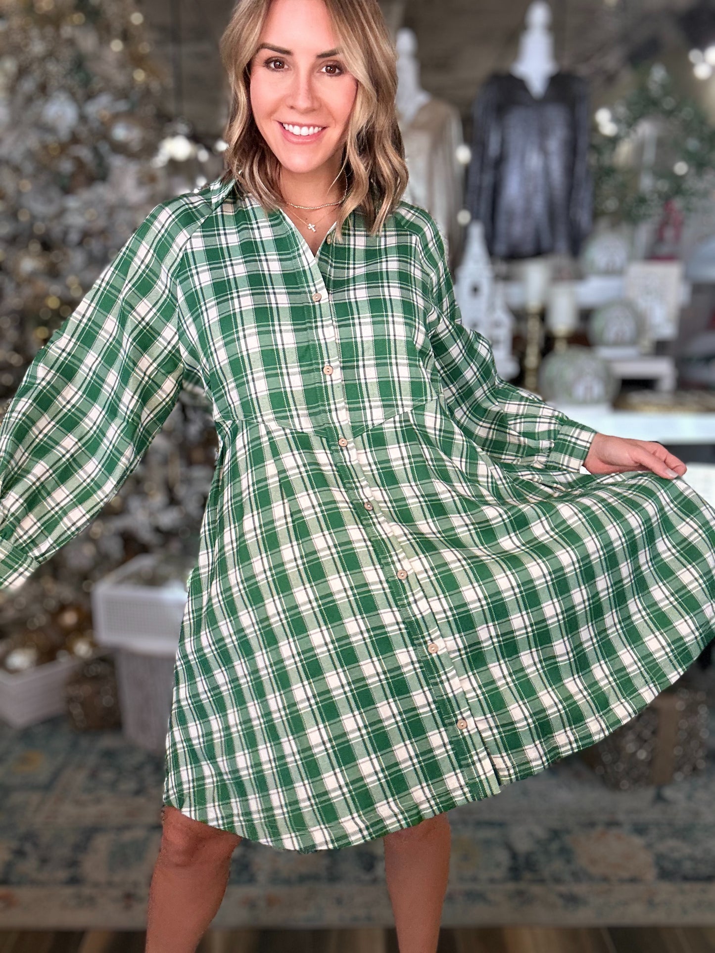 NEW! So Plaid You're Mine Dress in green