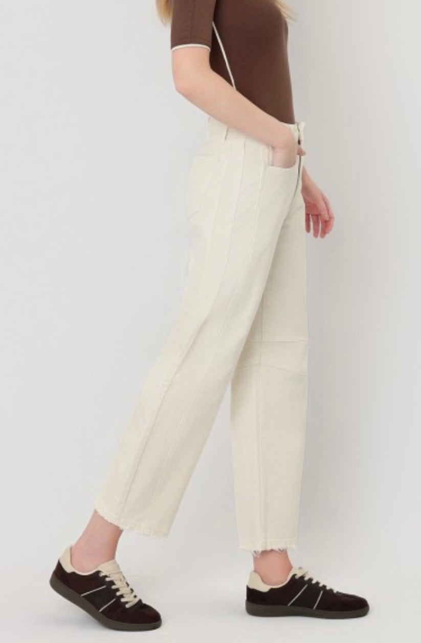 Elise Ecru Barrel Jean by Flying Monkey