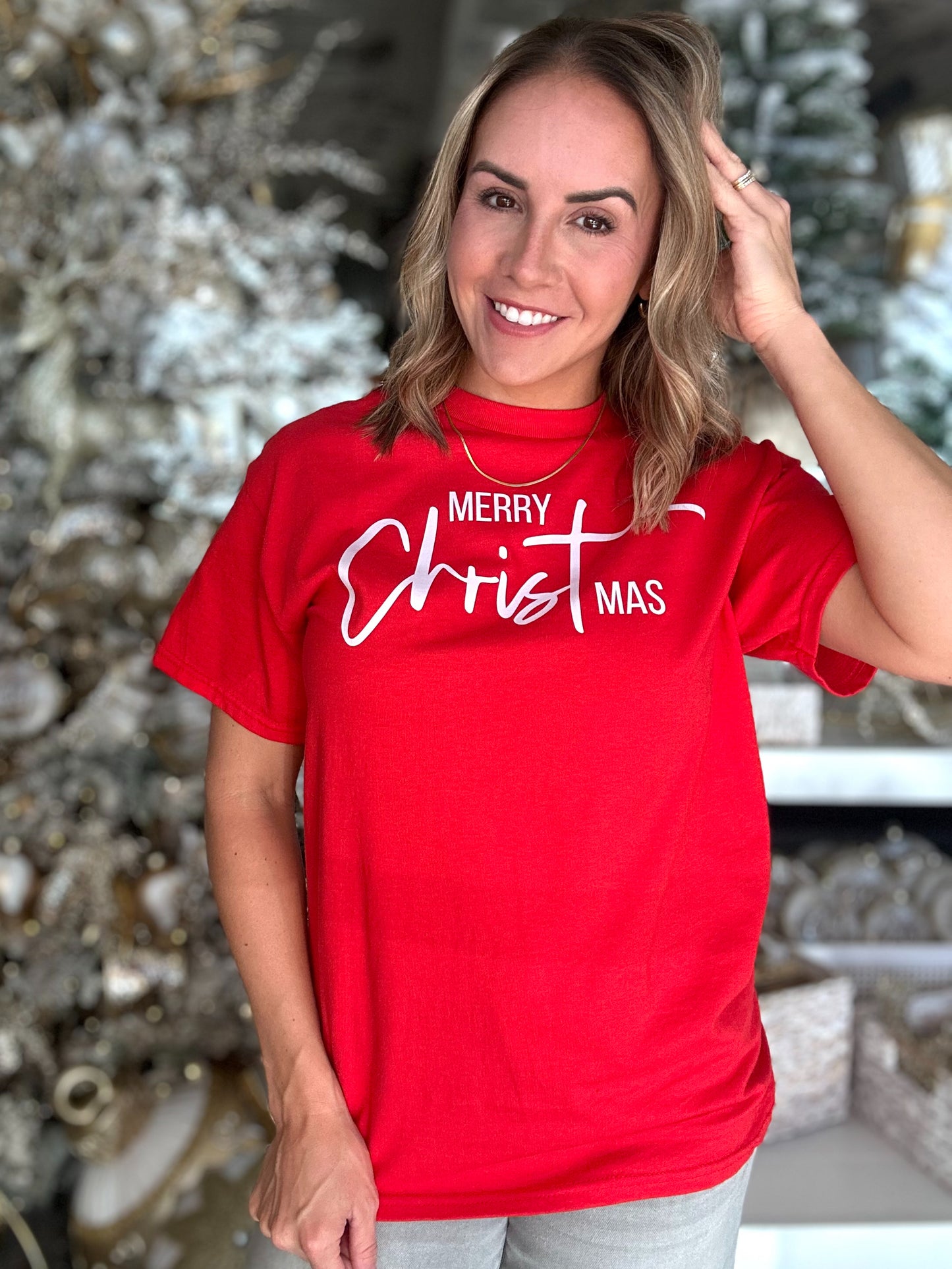 NEW! Merry CHRISTmas Tee in Red
