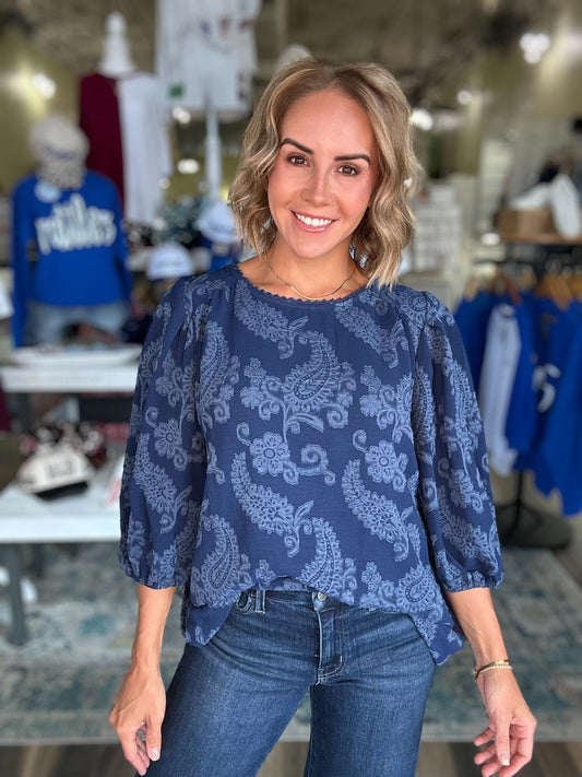 Love in The Details Top in Navy