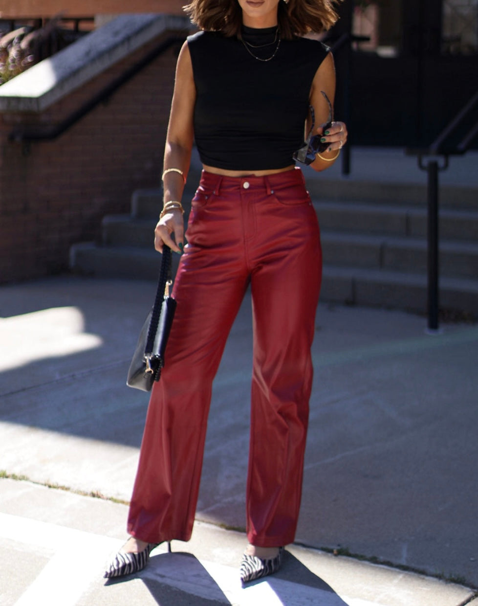 Sleigh All Day Leather Pants in red