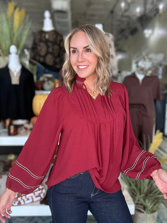 Midtown Views Top in Burgundy